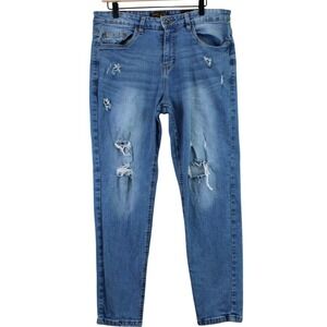 Ring of Fire Men's Blue Slim Fit Distressed Jeans Size 34x30